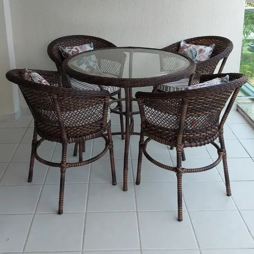 conjunto mesa 4 cadeira hotel 120 mt fibra sintetica